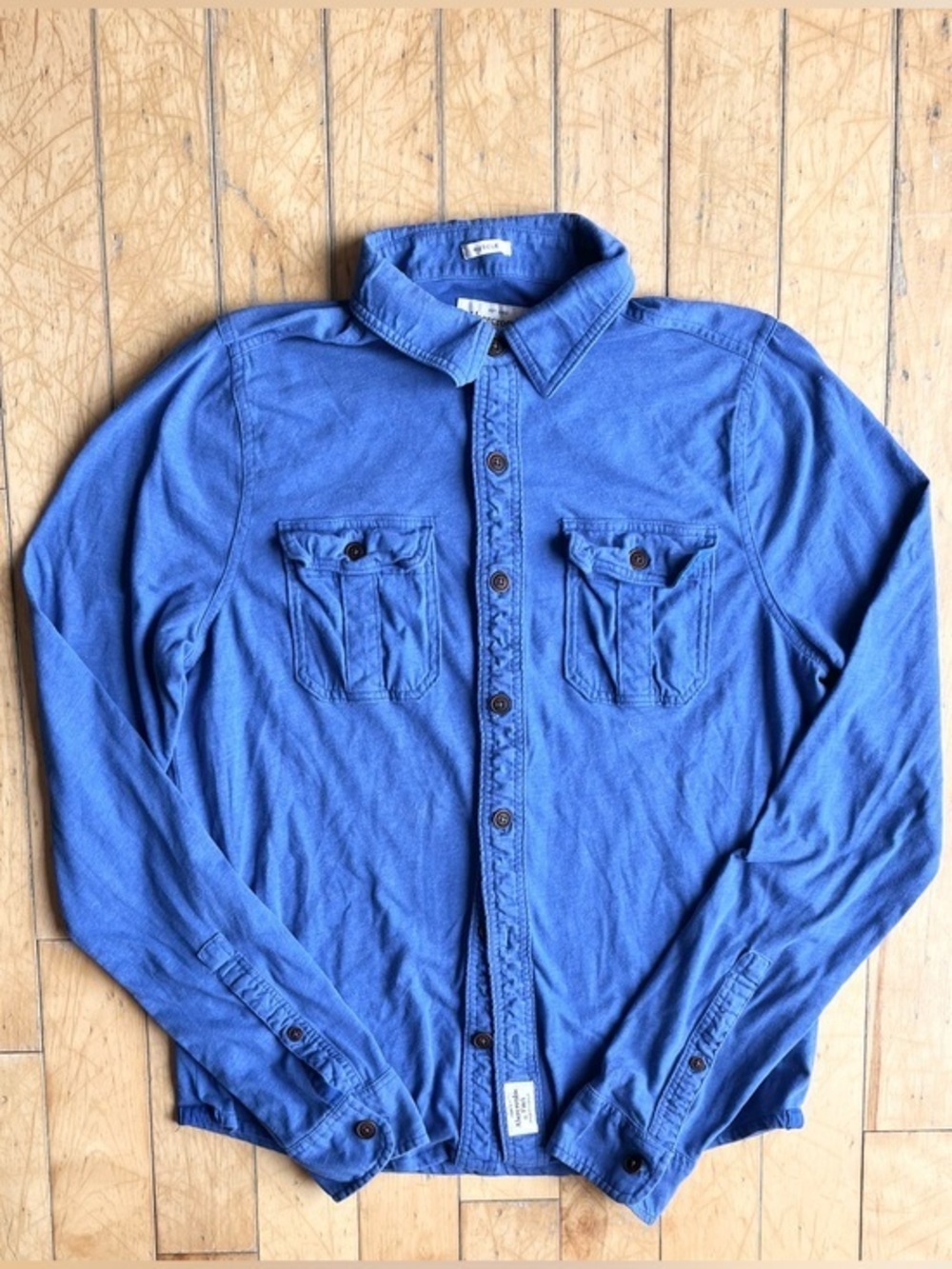 Abercrombie & Fitch Muscle‑Fit Utility Blue Button‑Down Shirt Size XL